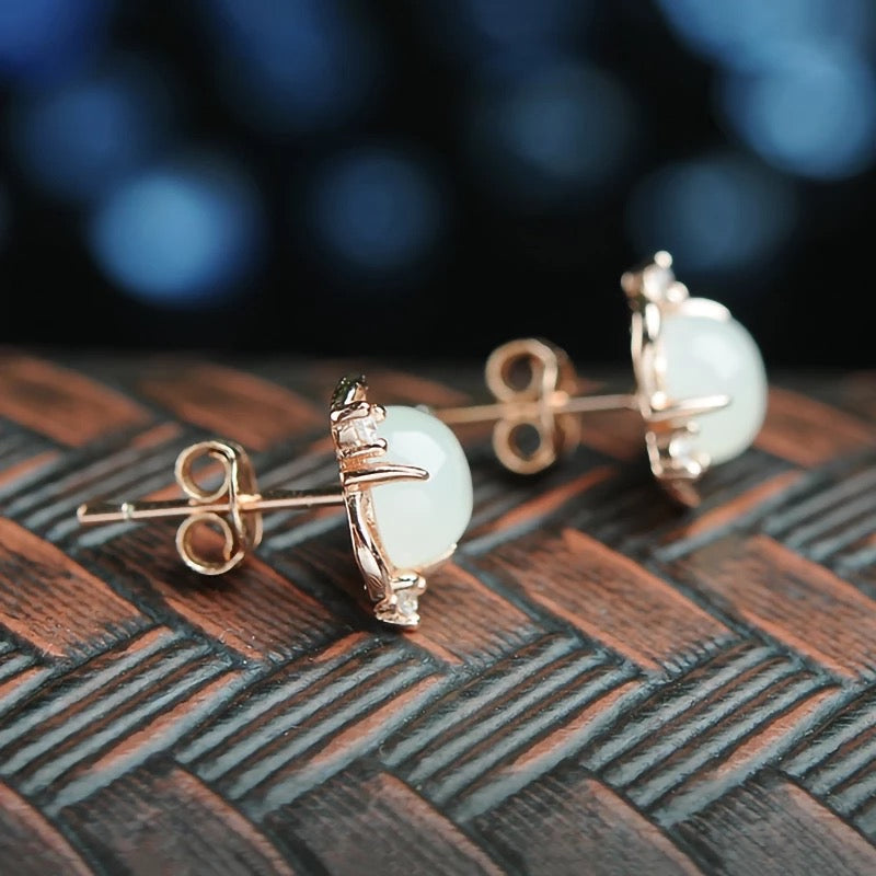 Natural Jade Earrings, Stud Earrings