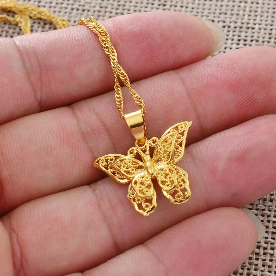 Dainty Butterfly necklace, Gold Necklace