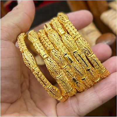 Geometric Gold Plated Bangles