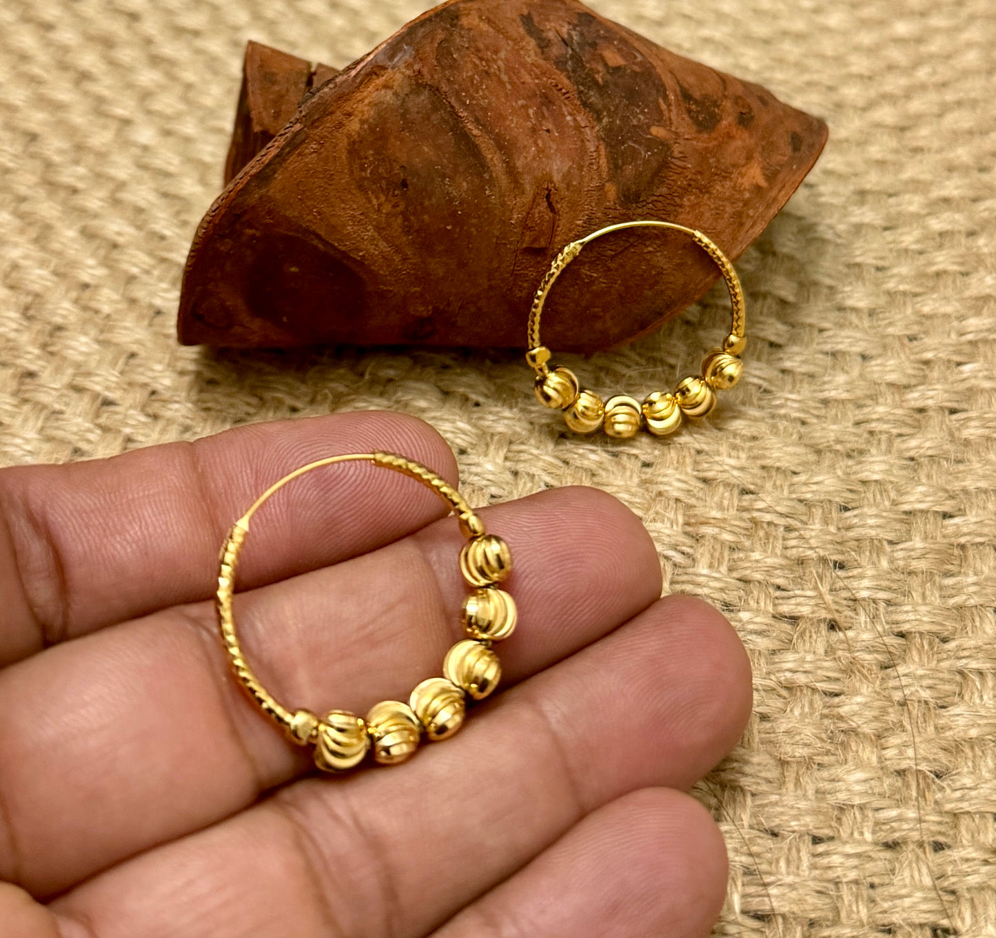 Gold Beaded Hoop Earrings,Hoop Earrings