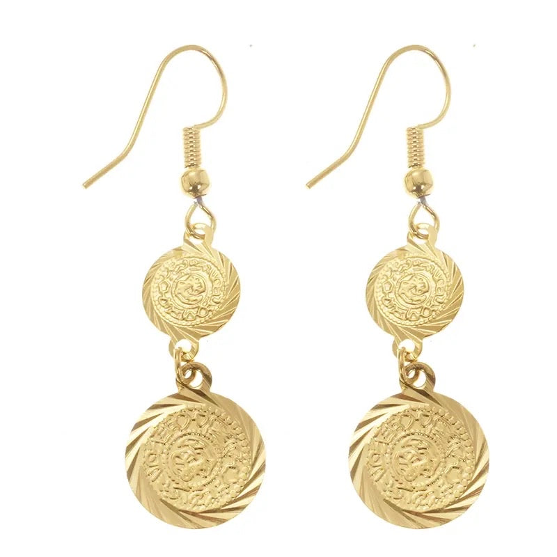 Gold Coin Earrings, 24k Gold Filled Earrings