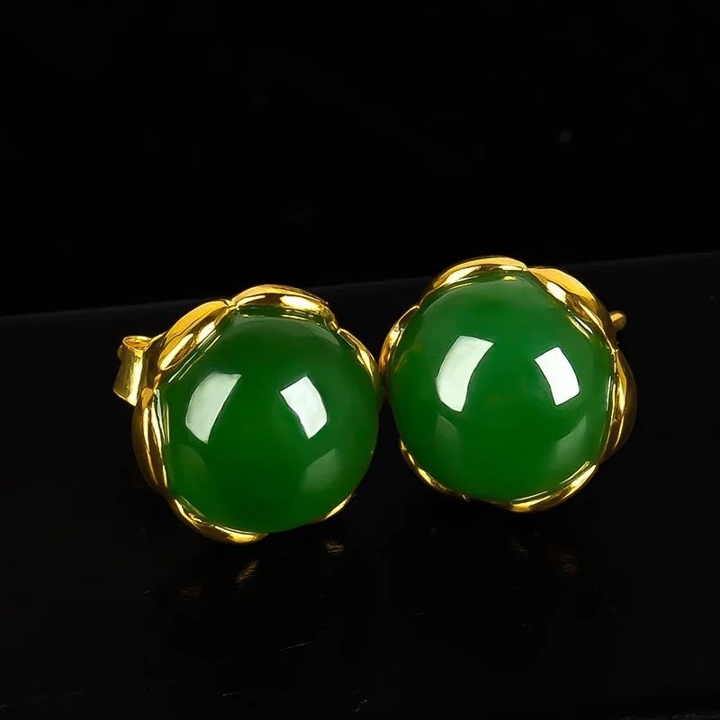 Stud Earrings, Jade Stud Earrings