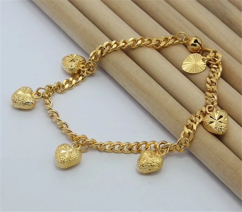 Love Heart Bracelet Gold Charm Bracelet