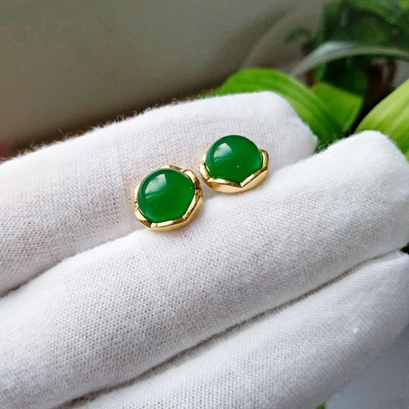 Stud Earrings, Jade Stud Earrings