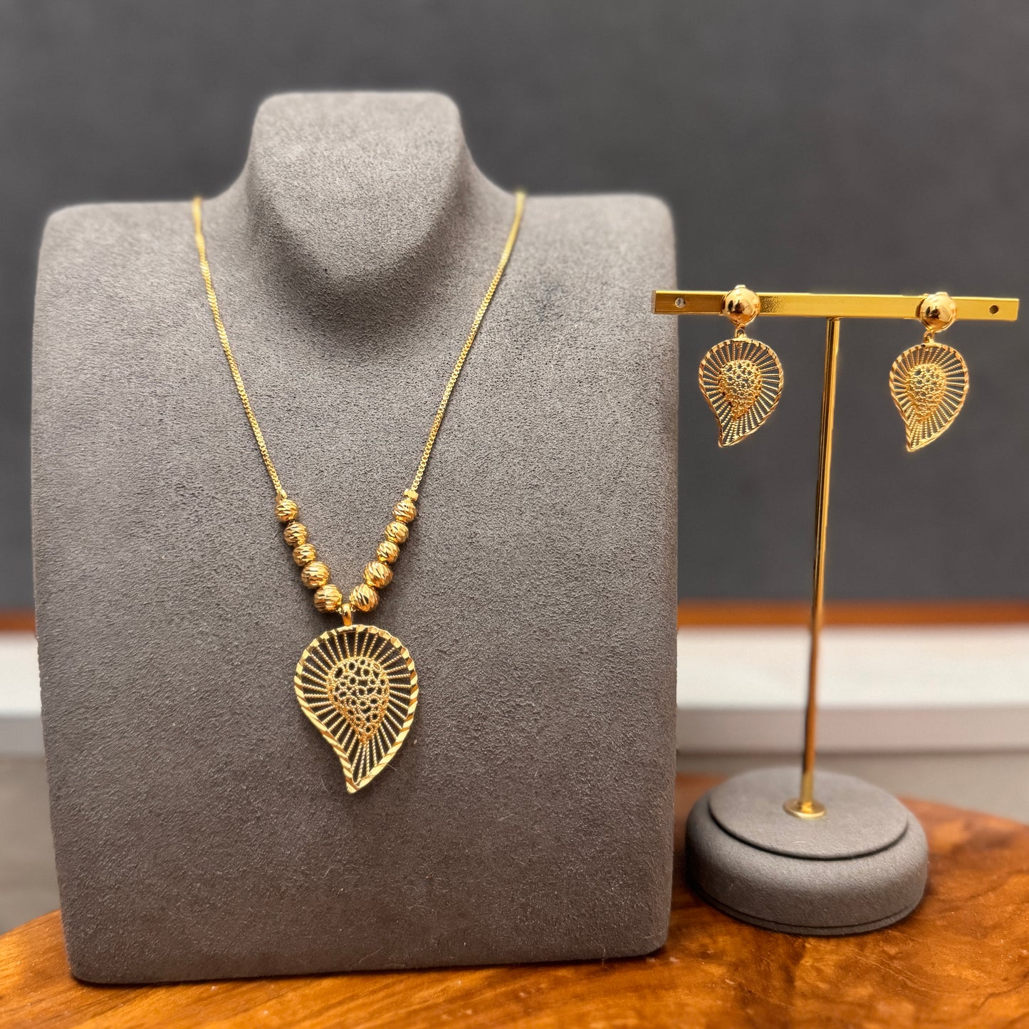 24k Gold Plated Jewelry Set, Gold Necklace & Earrings Set