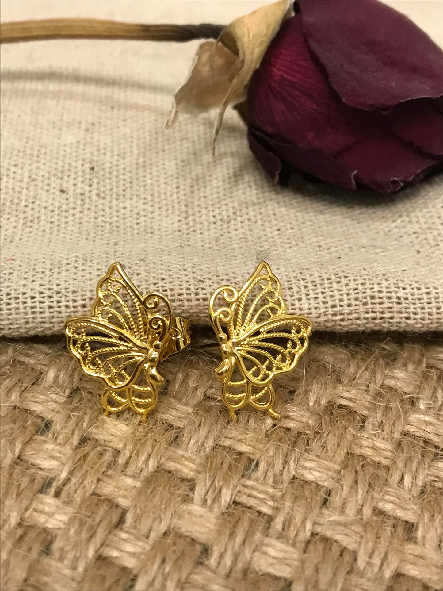 Butterfly Gold Earrings, Earrings