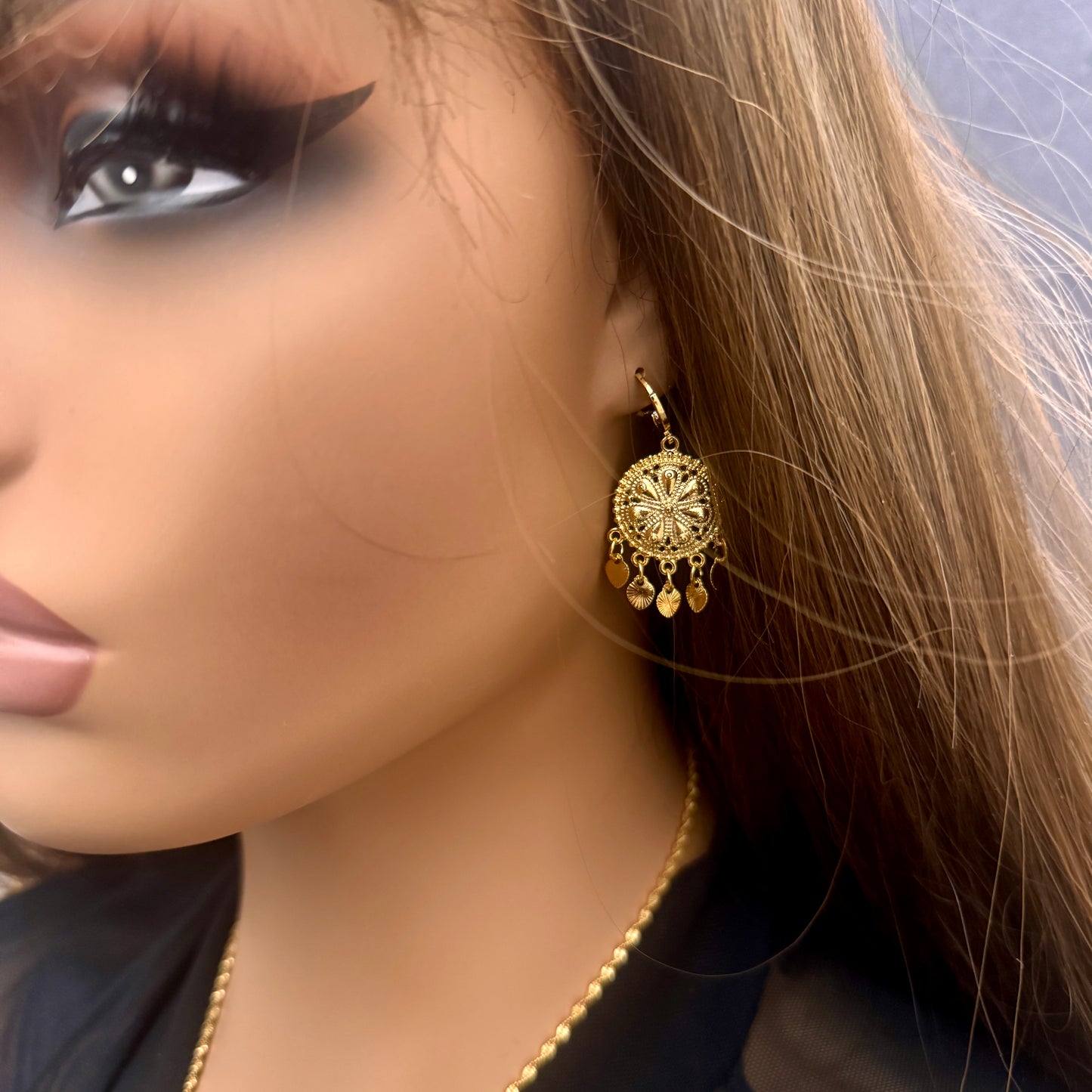 24k Gold Plated Jewelry Set, Gold Necklace & Earrings Set