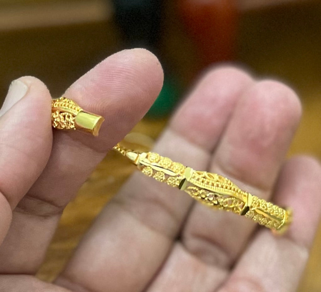 Geometric Gold Plated Bangles