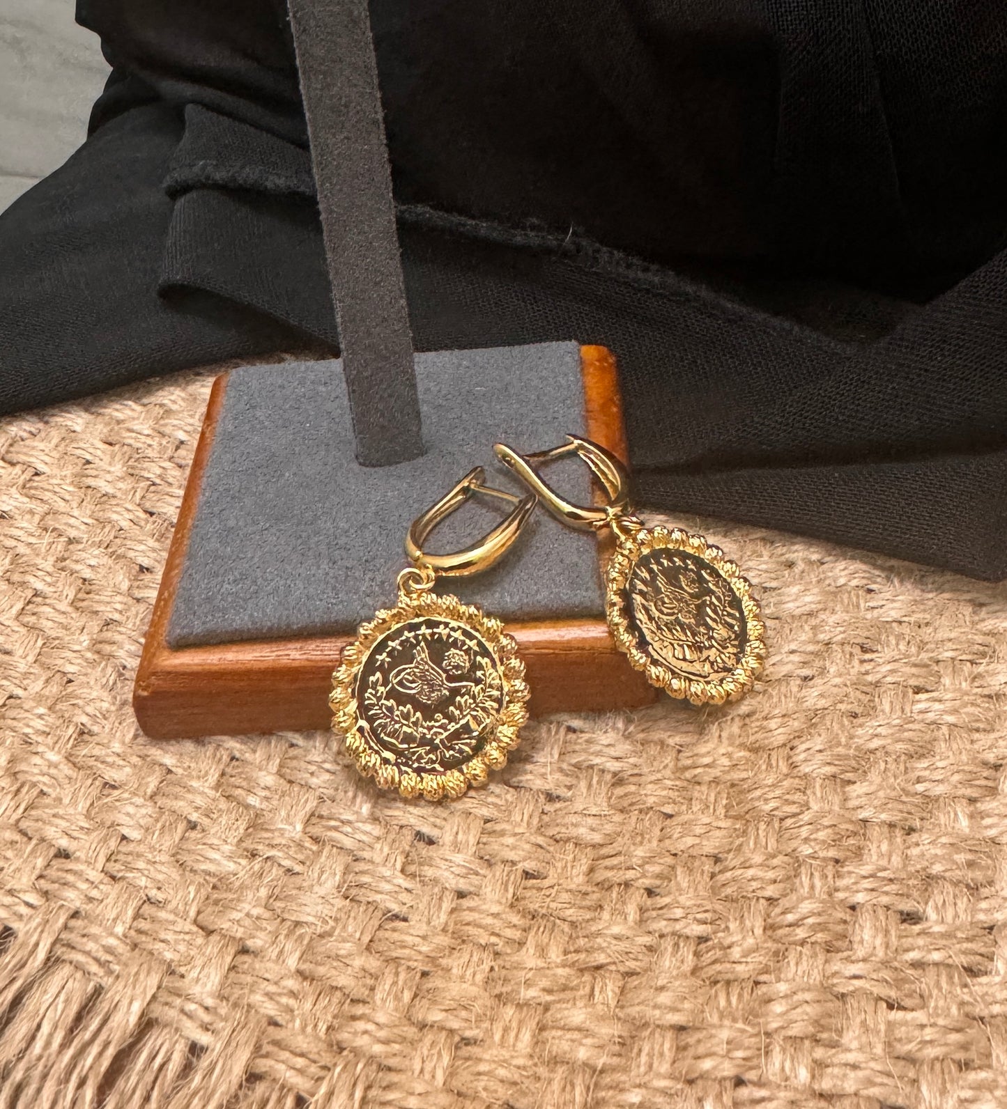 Coin Earrings, Lira earrings, Gold Earrings