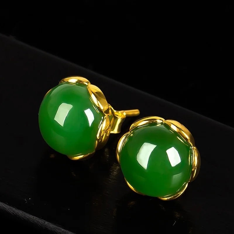 Stud Earrings, Jade Stud Earrings