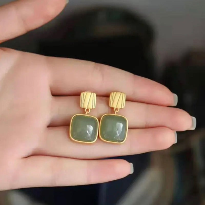 Jade earrings, Green jade Earrings