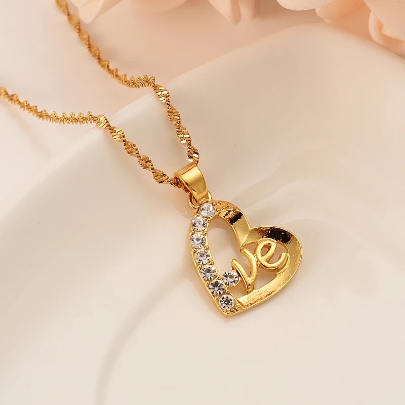 Love Heart Gold Jewelry Set