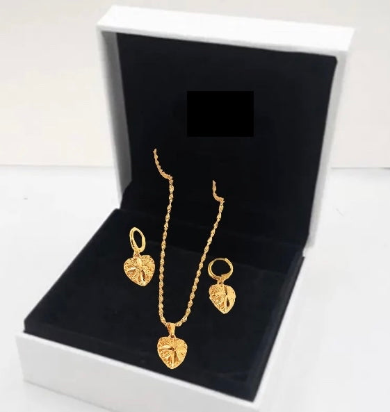 Heart Necklace & Earrings Set