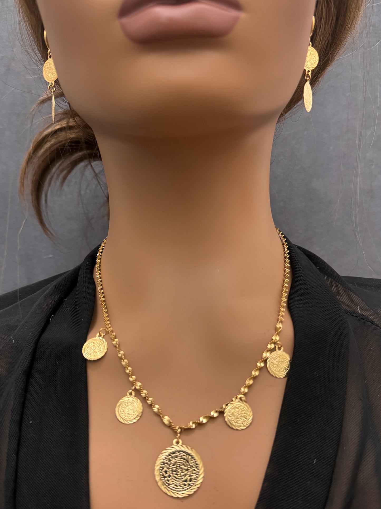Gold Coin Jewelry Set, Lira Jewelry Set