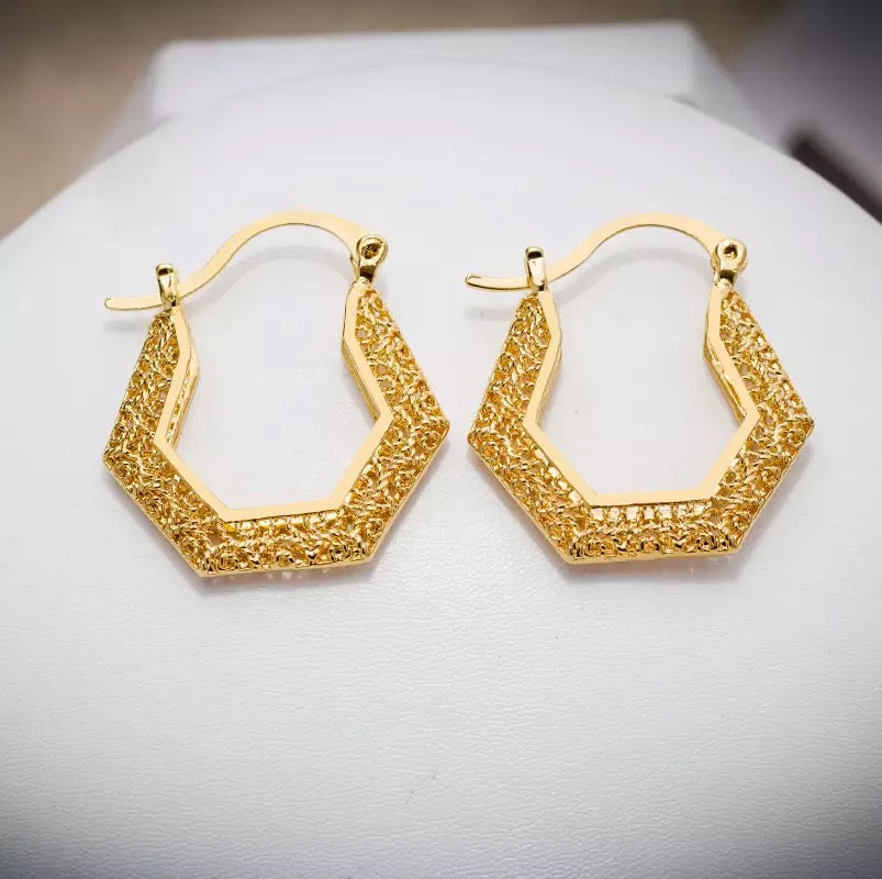 Hexagon Hoop Earrings