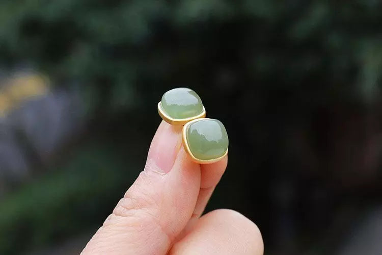 Natural Jade Earrings, Hetian Jade Earrings