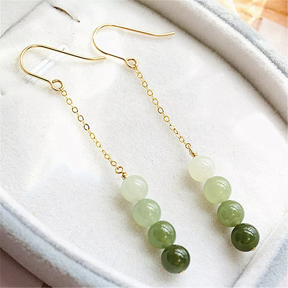 Jade Earrings, Jade Bead Earrings