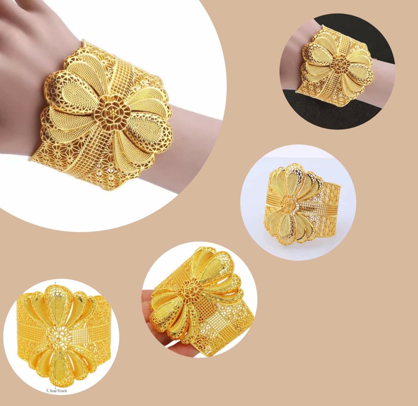 Wedding Gold Bracelet, Adjustable Bracelet