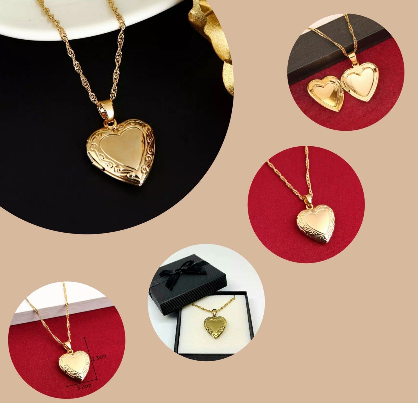 Heart Necklace, Photo Locket Necklace, Gold Heart Necklace, Gift for Her