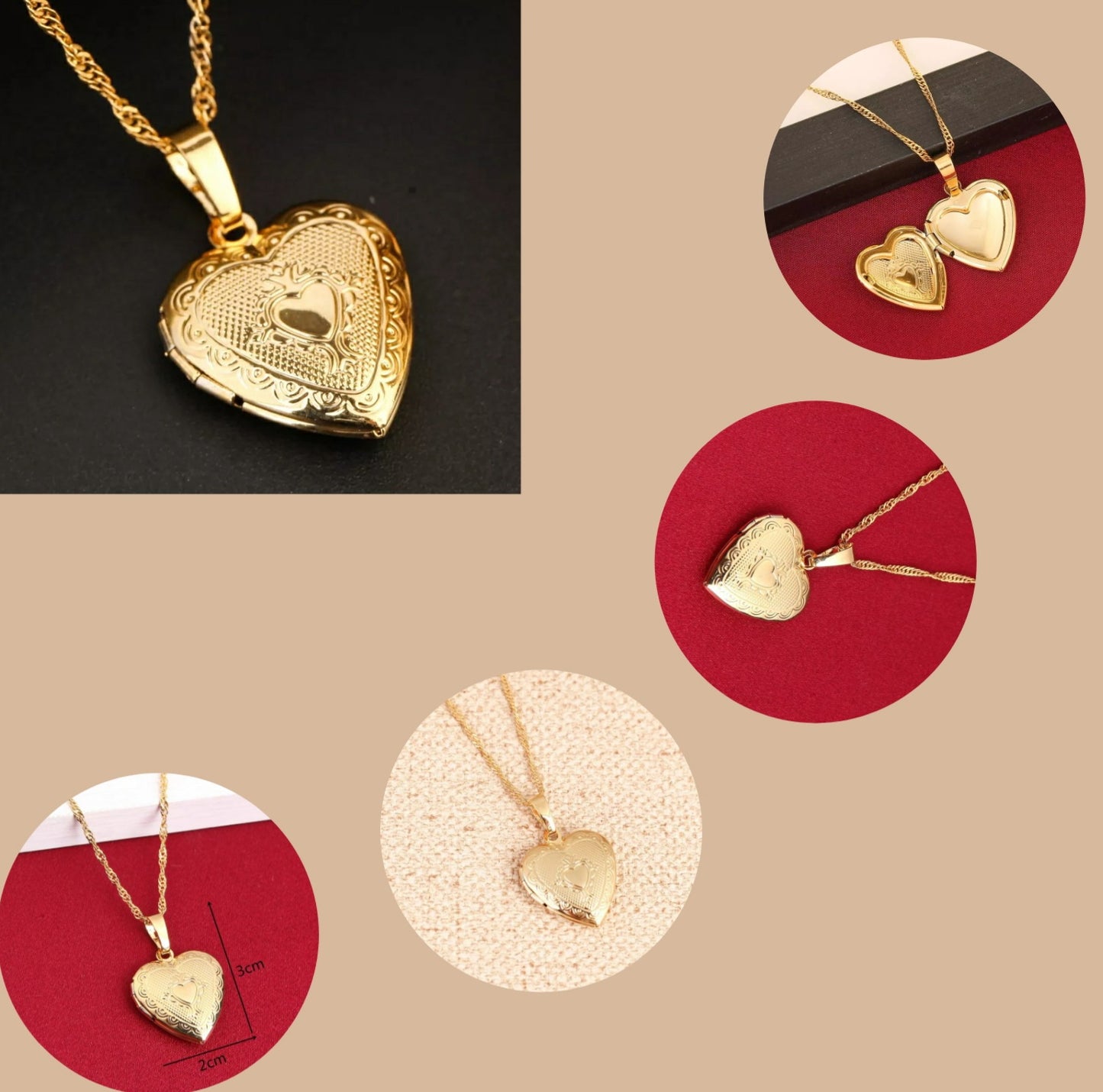 Locket Necklace, Heart Locket Necklace, Photo Locket Necklace