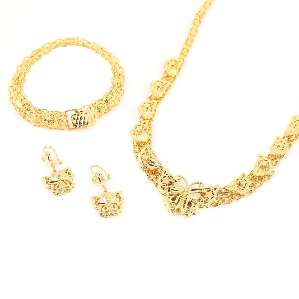 Gold Jewelry set, Butterfly Jewelry Set