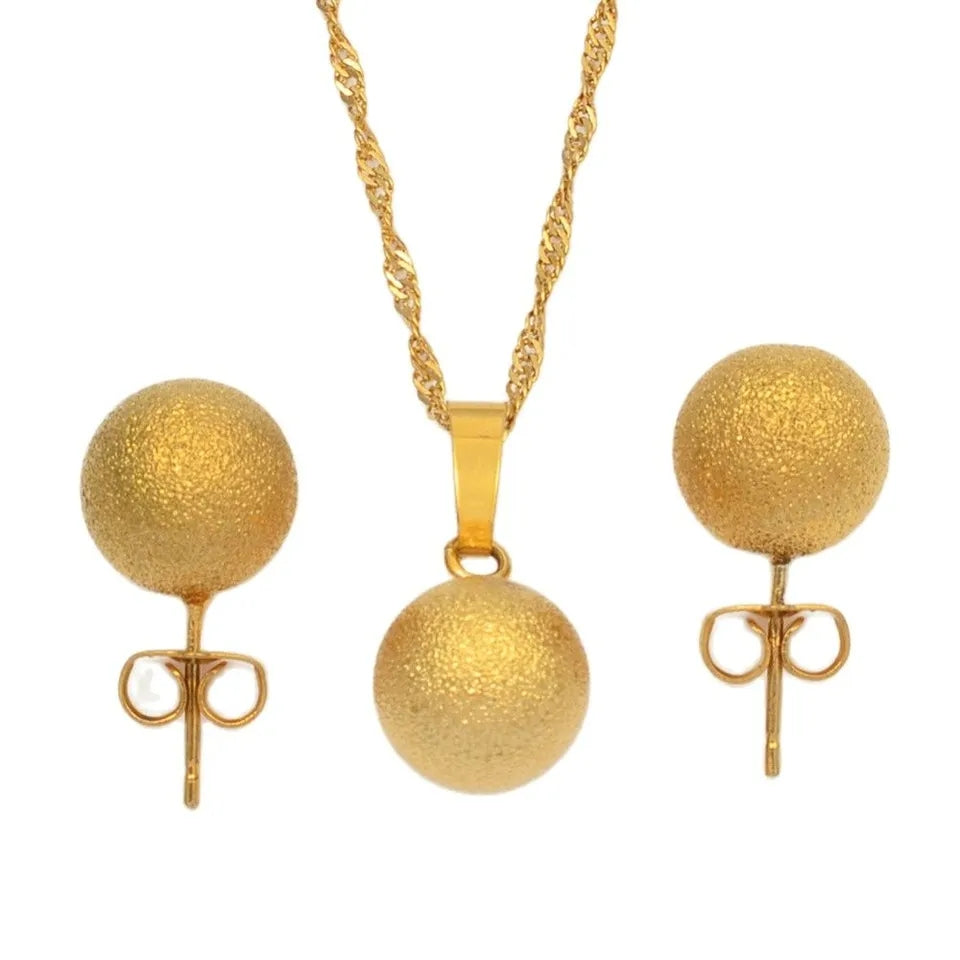 Gold Jewelry Set, Gold Necklace, Gold Earrings