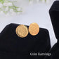 Stud Earrings, Gold Coin Stud Earrings