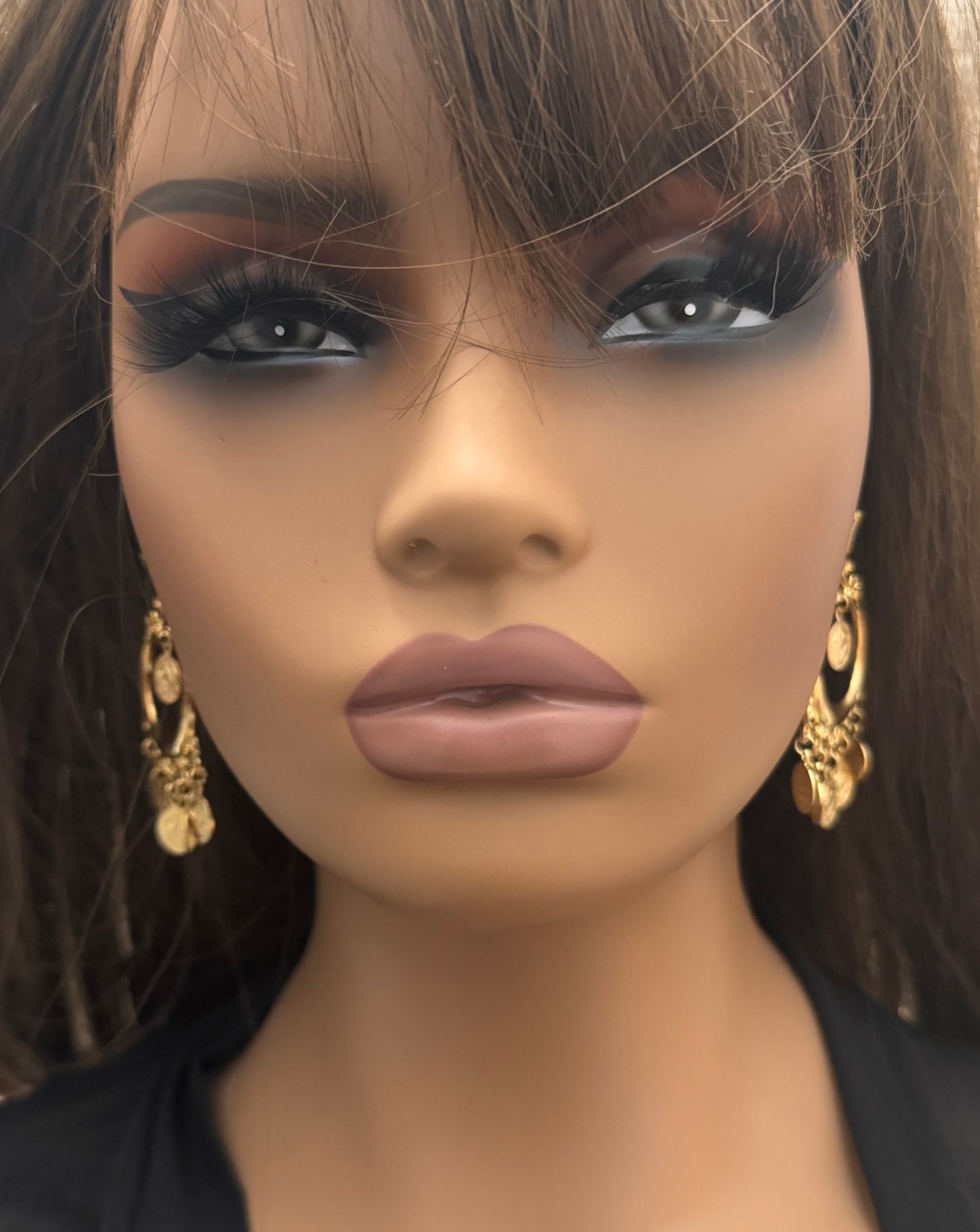 Gold Drop earrings, Coin earnings