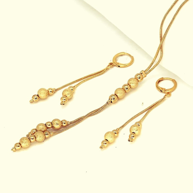 Simple Gold Beads jewelry Set, Gold Necklace, Gold Earrings
