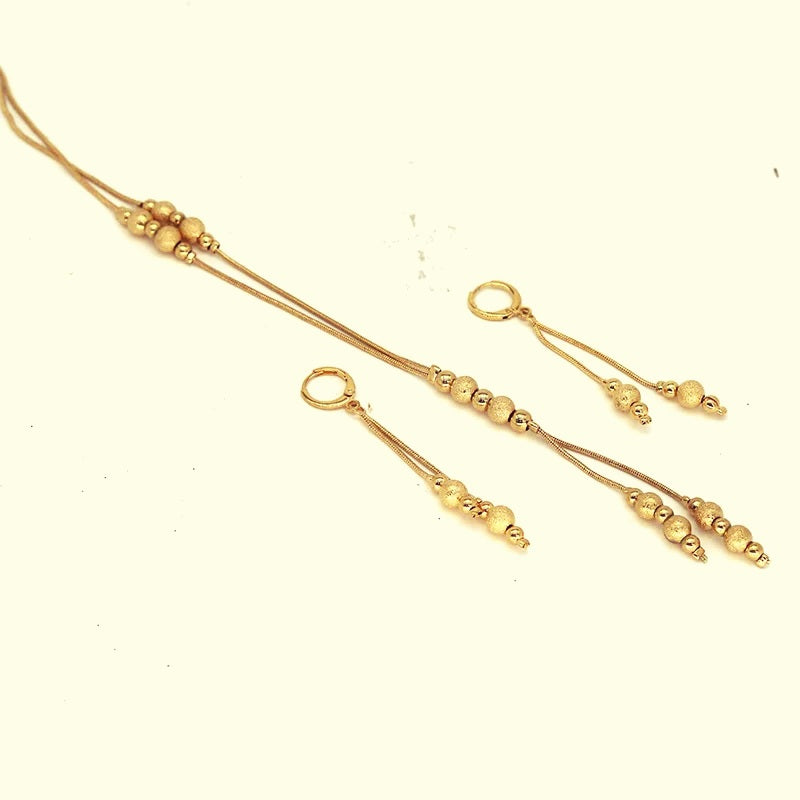 Simple Gold Beads jewelry Set, Gold Necklace, Gold Earrings