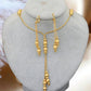 Simple Gold Beads jewelry Set, Gold Necklace, Gold Earrings