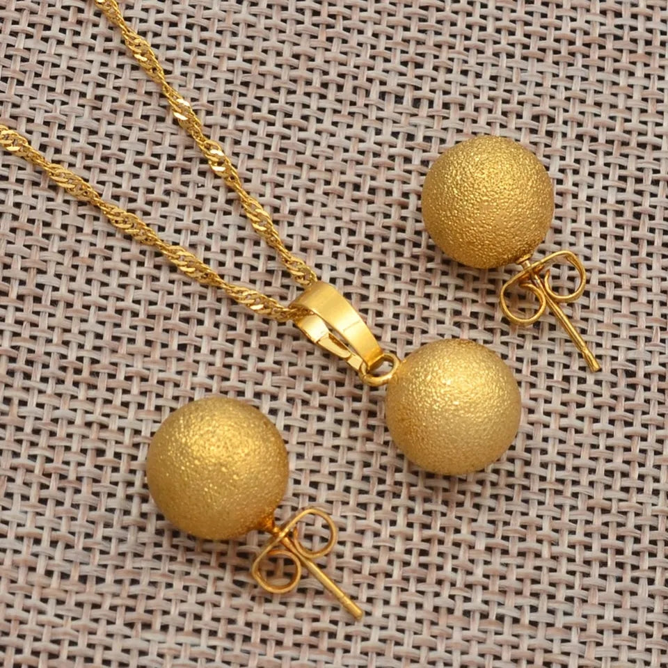 Gold Jewelry Set, Gold Necklace, Gold Earrings