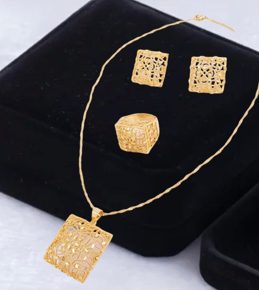 Gold Jewelry Set, Wedding Gold Jewelry
