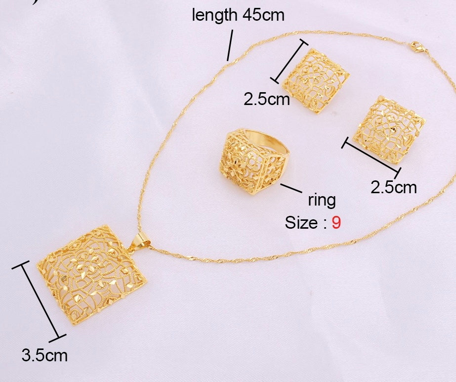 Gold Jewelry Set, Wedding Gold Jewelry