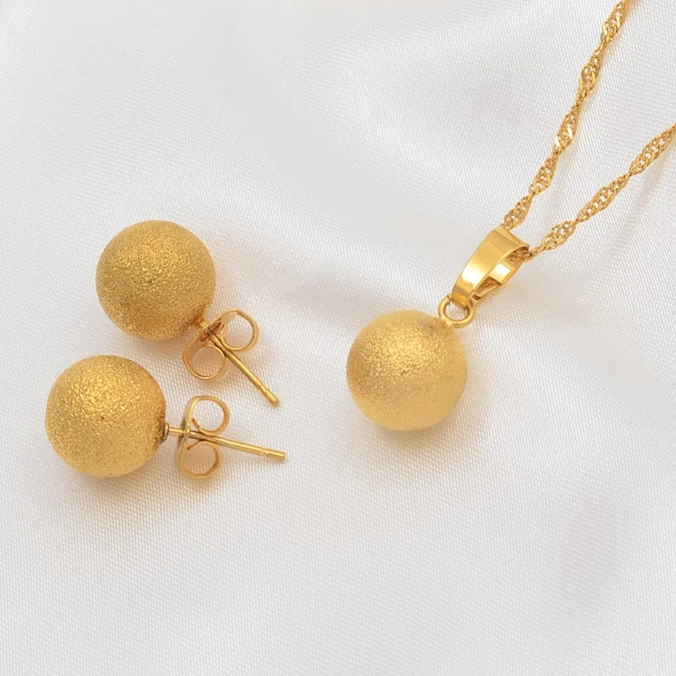 Gold Jewelry Set, Gold Necklace, Gold Earrings