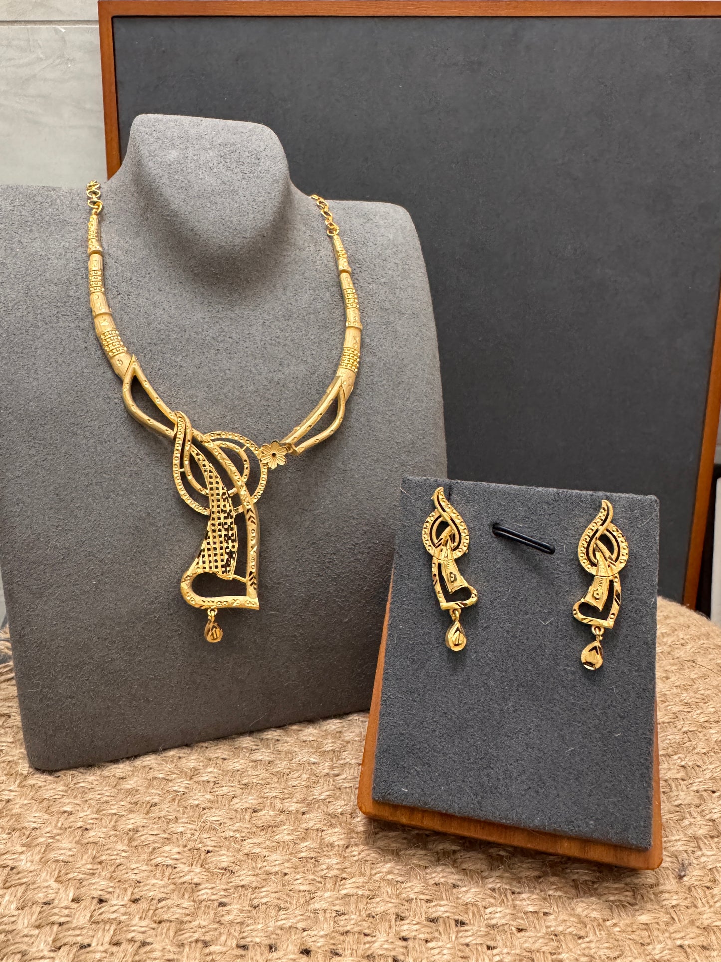 24k Dubai Gold Plated Jewelry Set, Jewelry Set for Women, Gold Necklace & Earrings Set
