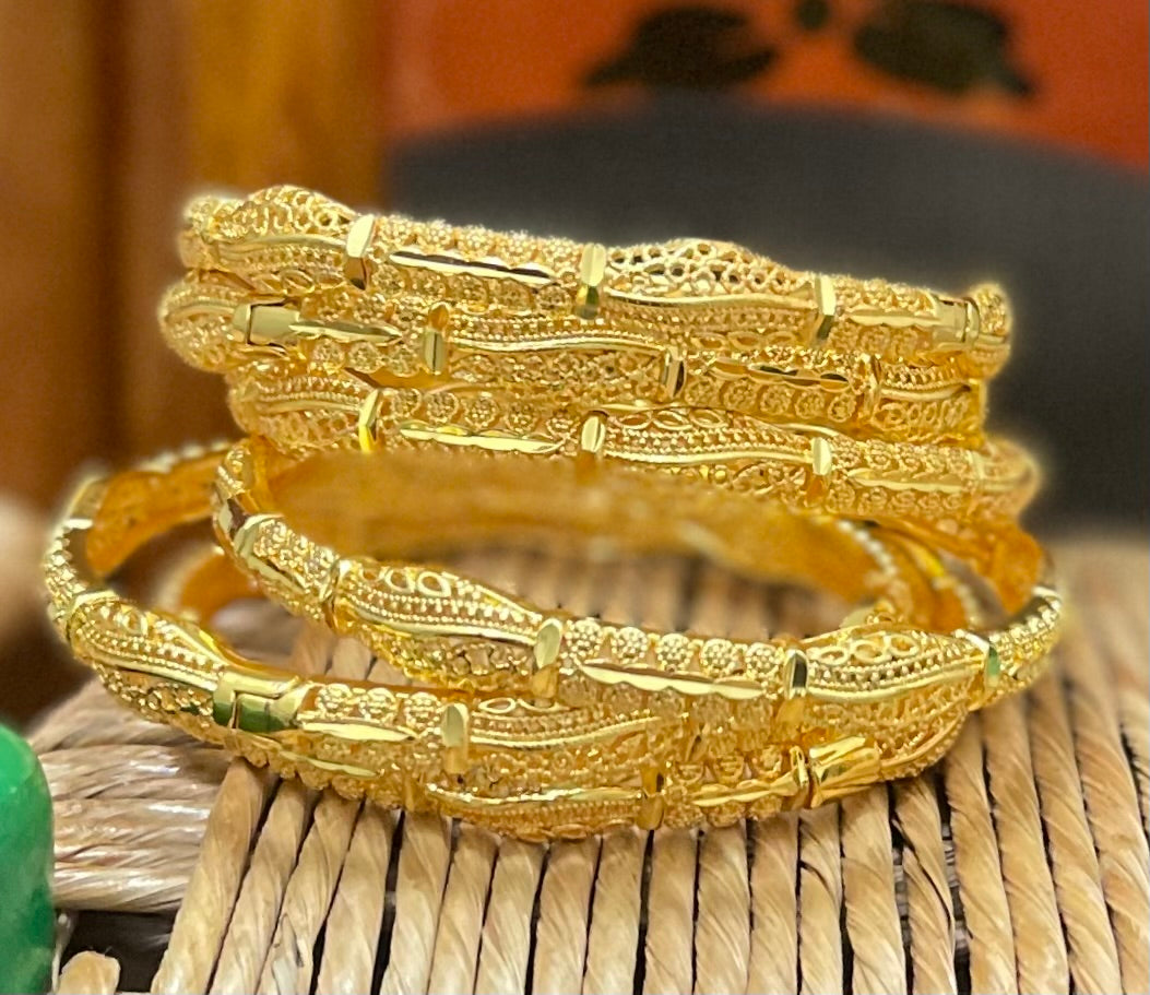 Geometric Gold Plated Bangles