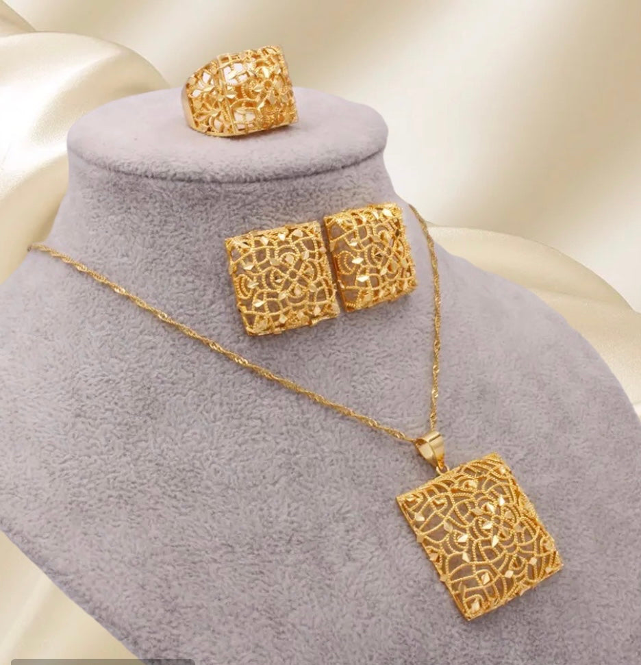 Gold Jewelry Set, Wedding Gold Jewelry