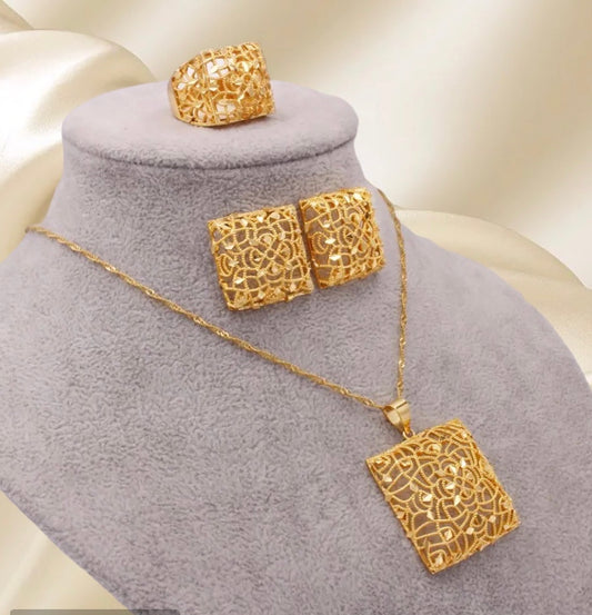 Gold Jewelry Set, Wedding Gold Jewelry