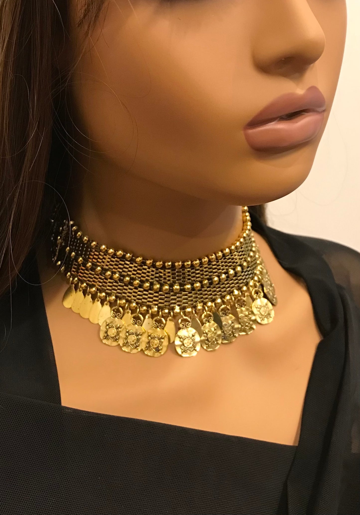 Coin Gold Necklace, Chokers Necklace