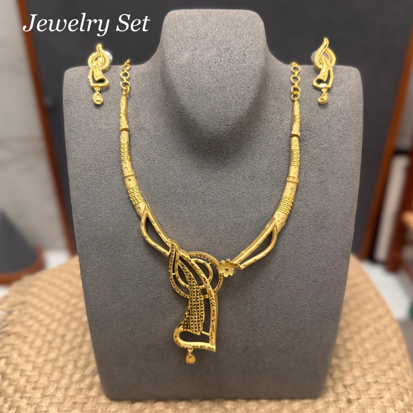 24k Dubai Gold Plated Jewelry Set, Jewelry Set for Women, Gold Necklace & Earrings Set