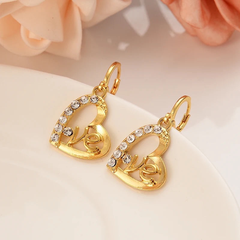 Love Heart Gold Jewelry Set