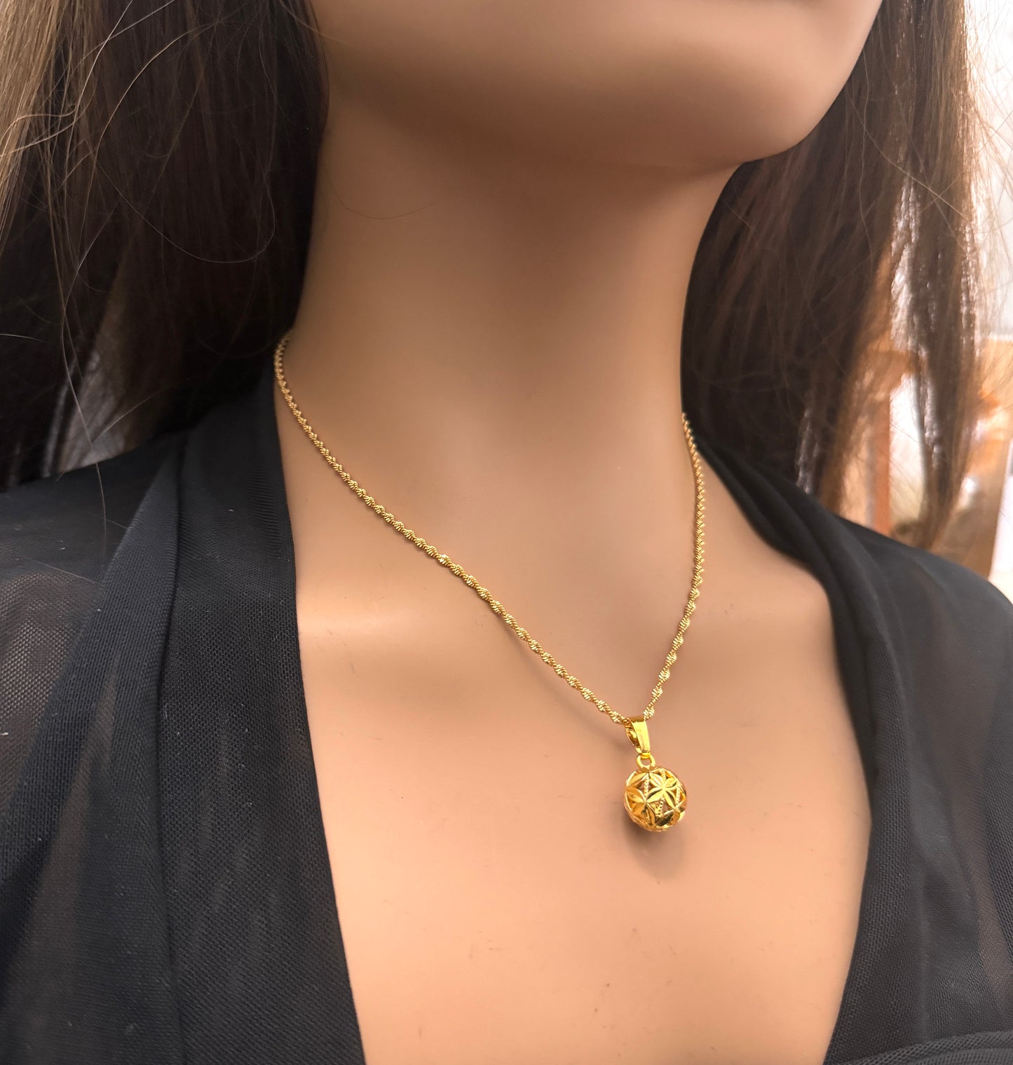 Gold Bead Jewelry Set, Gold Necklace