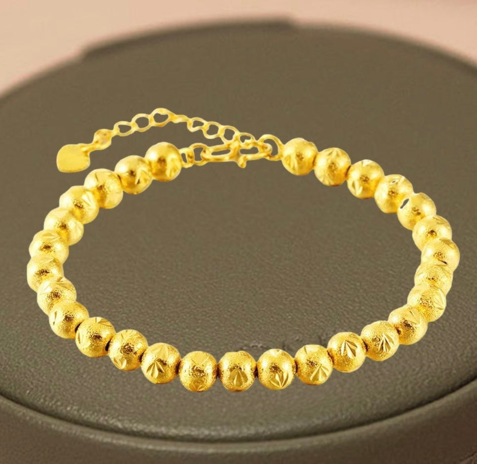 6mm Gold Beaded Bracelet