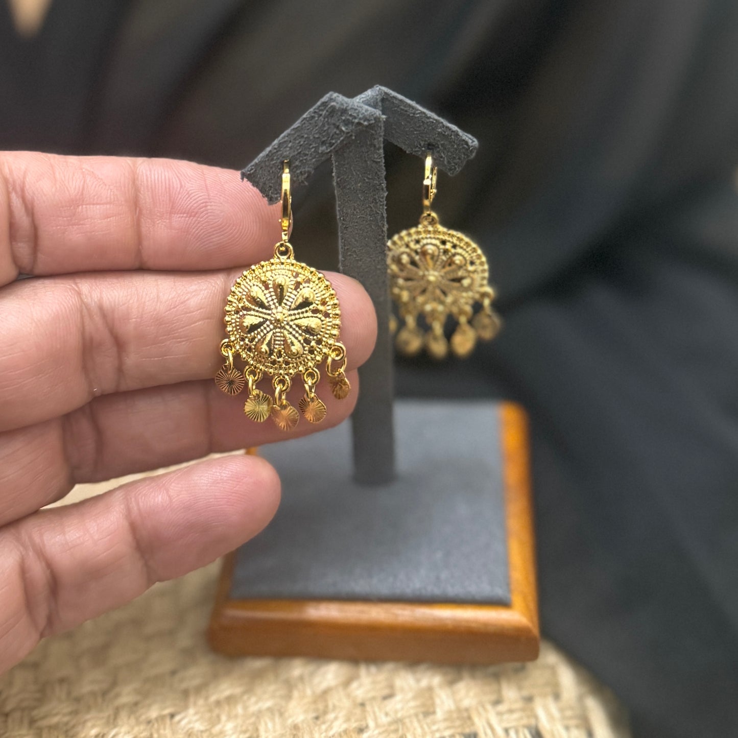 24k Gold Plated Jewelry Set, Gold Necklace & Earrings Set