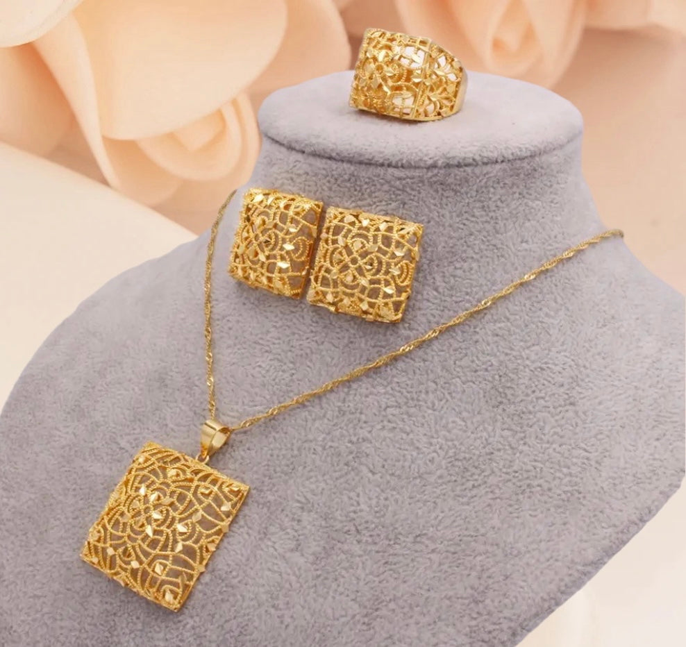 Gold Jewelry Set, Wedding Gold Jewelry