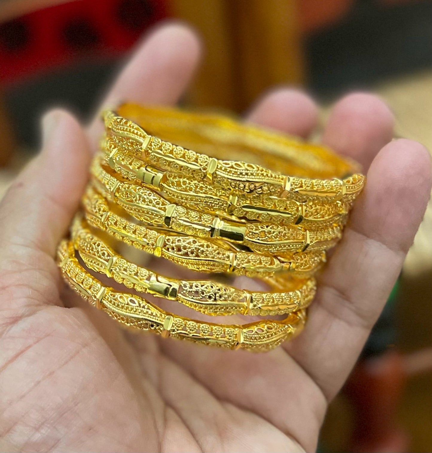 Geometric Gold Plated Bangles
