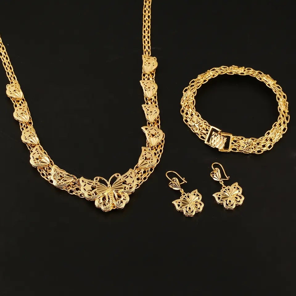 Gold Jewelry set, Butterfly Jewelry Set