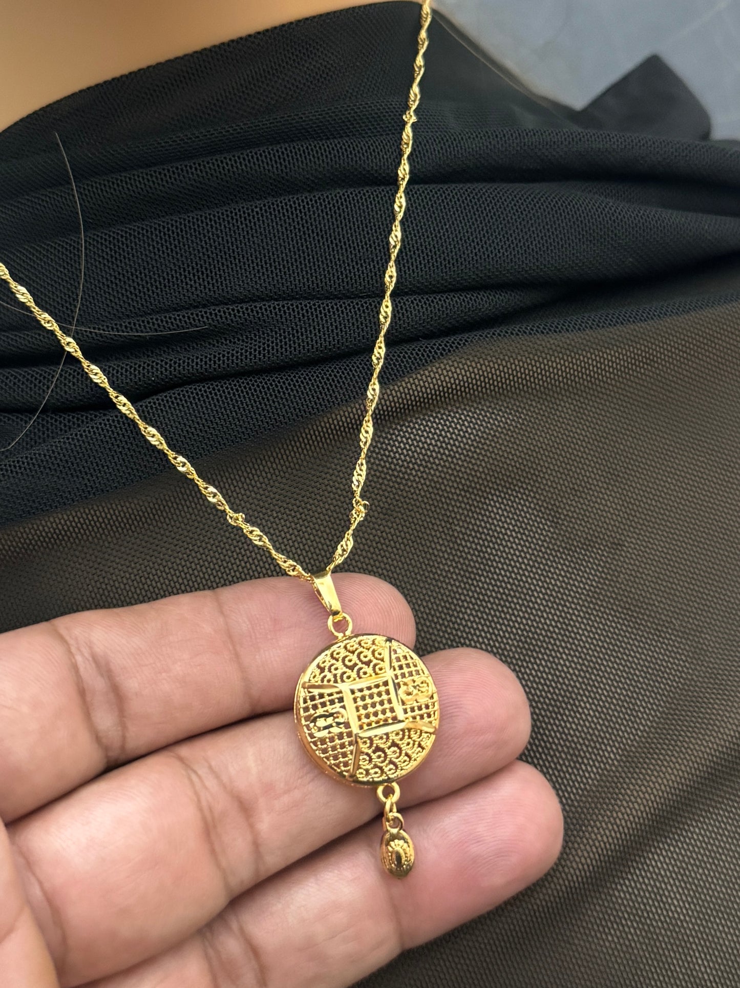 24k Gold Plated Jewelry Set, Gold Necklace Ring & Earrings