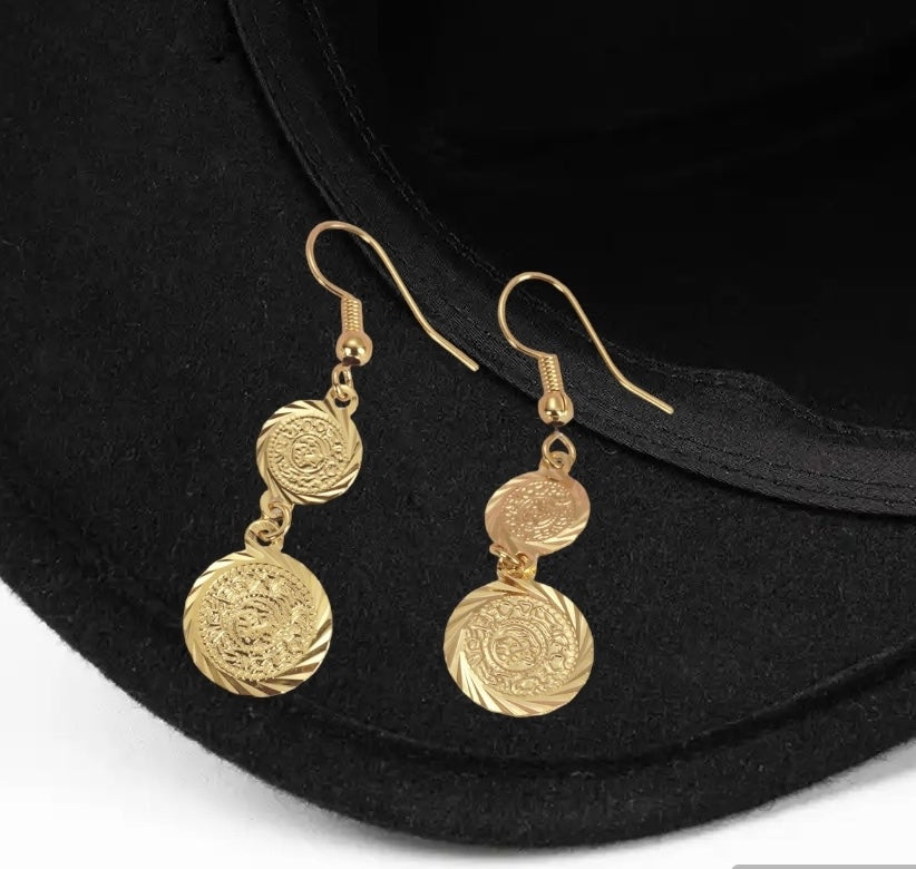 Coin Dangle Earrings - shops 14k Gold filled Earwire with 24k Gold plated Japanese Glass Beads